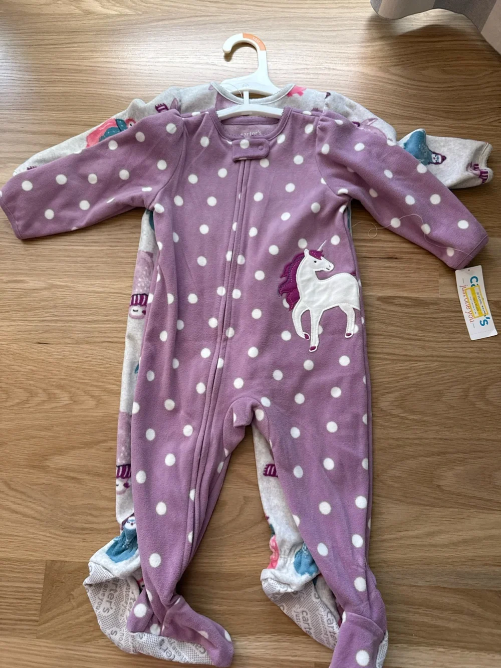 Carter's Purple Polka Dot Unicorn Footie One-Piece